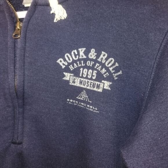 ROCK N ROLL HALL OF FAME 1/2 zip pullover hoodie Adult small preowned - Picture 2 of 10